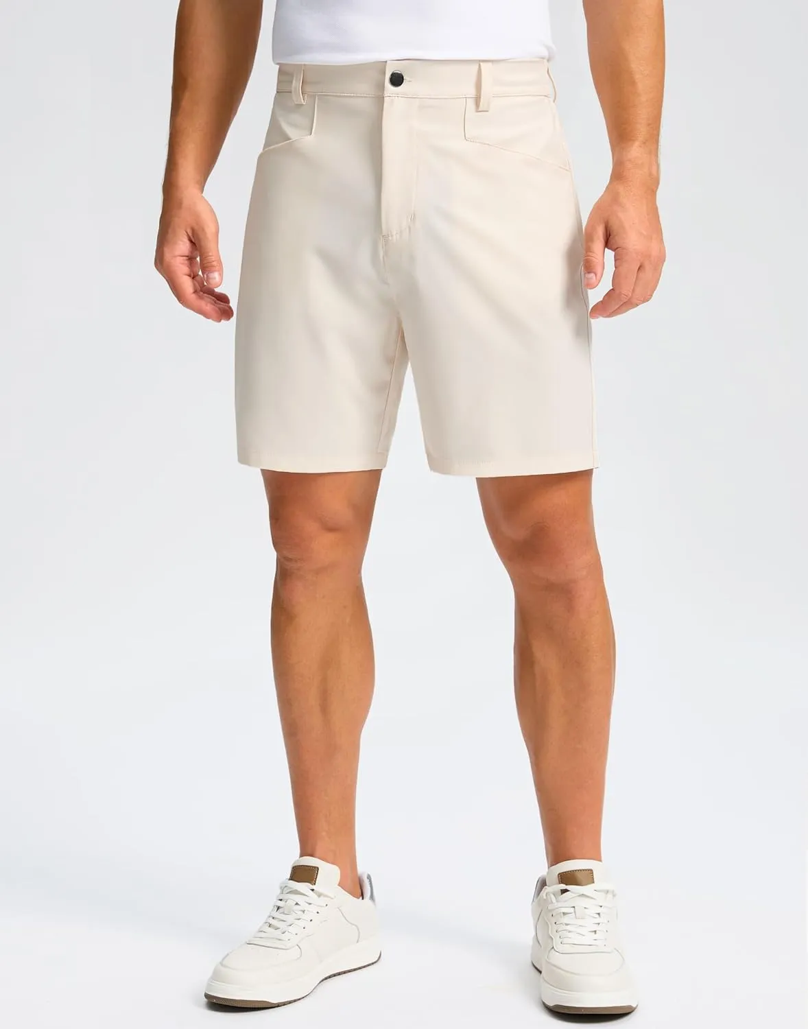 Pudolla Men's Casual Golf Shorts 7" Lightweight Stretch Flat Front Work Dress Shorts for Men with Pockets