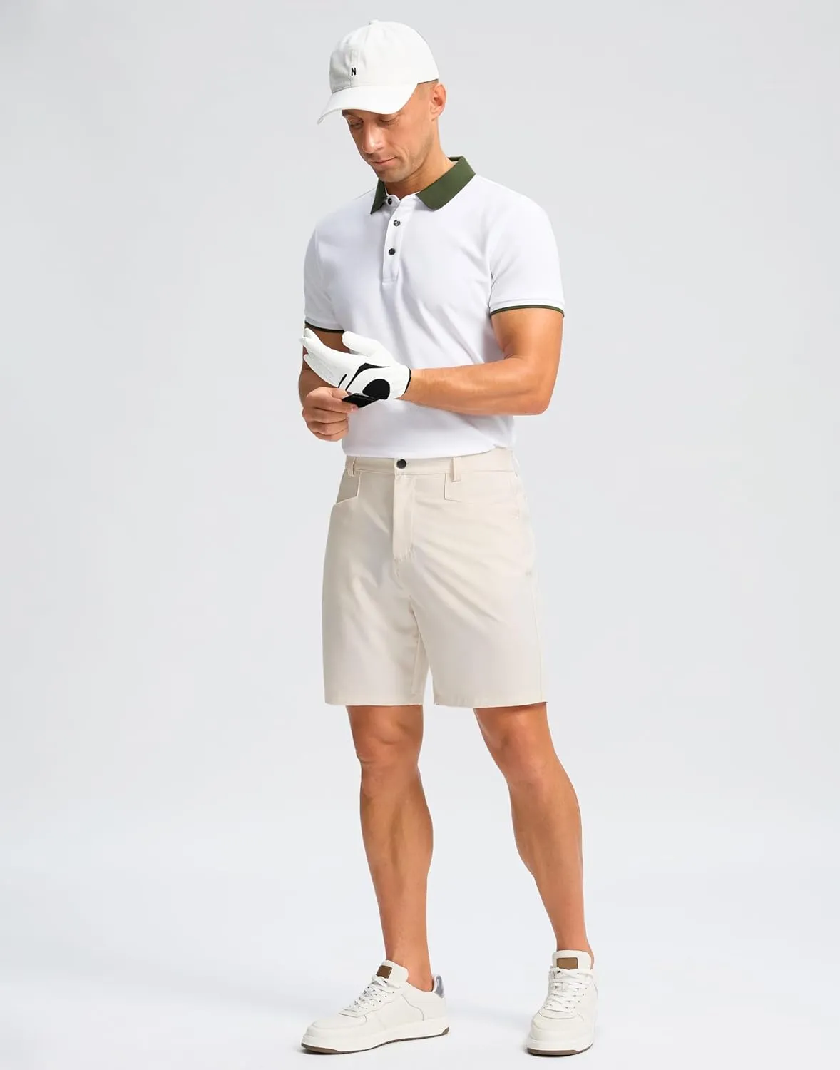 Pudolla Men's Casual Golf Shorts 7" Lightweight Stretch Flat Front Work Dress Shorts for Men with Pockets