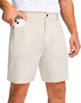 Pudolla Men's Casual Golf Shorts 7" Lightweight Stretch Flat Front Work Dress Shorts for Men with Pockets