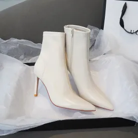 Purpdrank - 2023 Winter New Women Ankle Boots Fashion Pointed Toe Side Zipper Ladies Elegant Chelsea Boots Thin High Short Boots