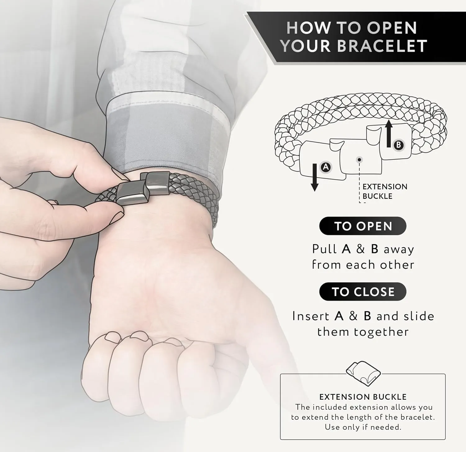 RTZN? Black Leather Bracelets for Men ?C Premium Artisan Handcrafted Collection ?C Single, Stacked, & Double Strand Braided Leather, Onyx Stone & Silver Chain Designs ?C Authentic Men's Leather Bracelets