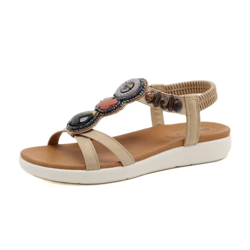 SIKETU | Bohemian Colorful Beaded Flat Sandals