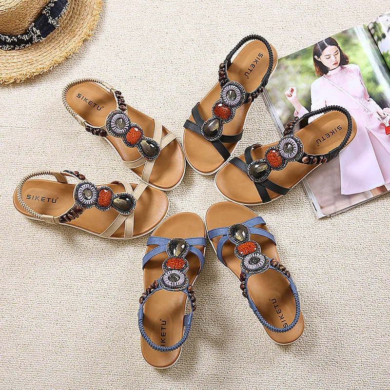SIKETU | Bohemian Colorful Beaded Flat Sandals