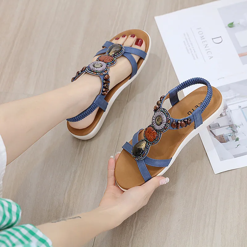 SIKETU | Bohemian Colorful Beaded Flat Sandals