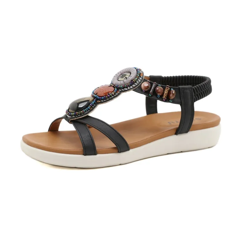SIKETU | Bohemian Colorful Beaded Flat Sandals