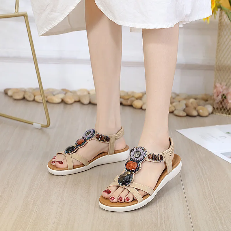 SIKETU | Bohemian Colorful Beaded Flat Sandals