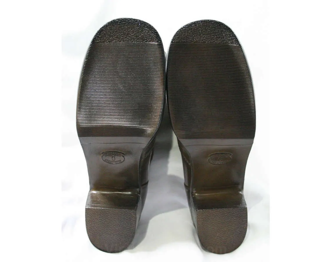 Size 7 Black & Brown 60s Boots - Waterproof Rubber - Sophisticated 1960s Street Style - Color Block - Lined - Unworn - Deadstock - 43293-8