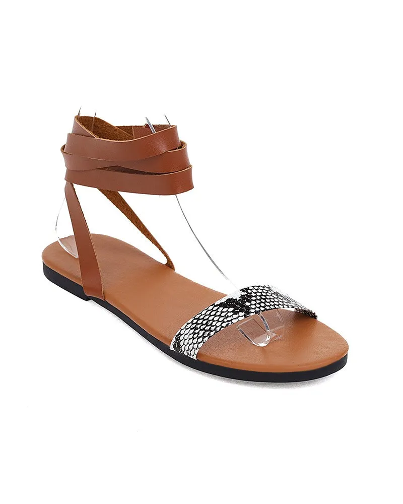 Solid Strappy Boho Open-toe Flat Sandals