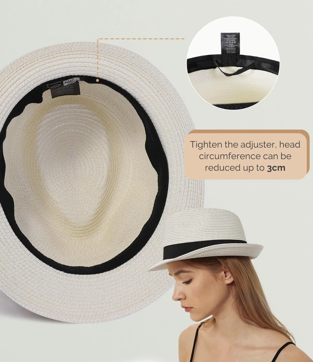Straw Fedora Sun Hat for Women Men Short Brim Panama Trilby Beach Hat Packable Summer Hat UPF 50 