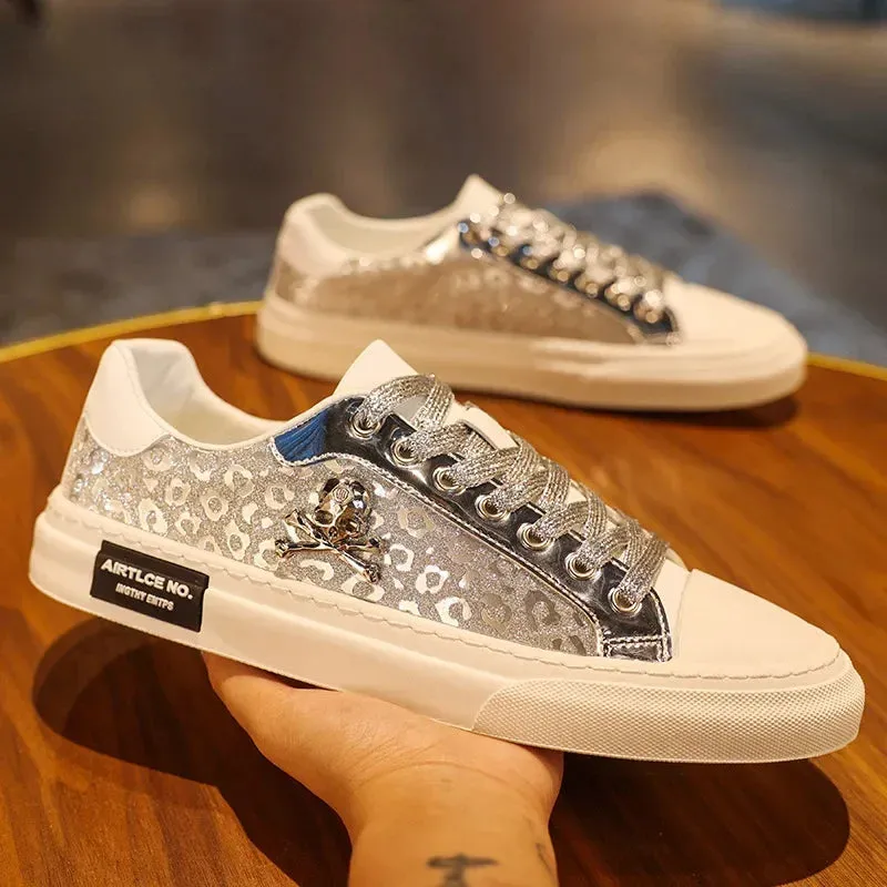 Tinsel Skulls Shoes for Men Casual Shoes Street Flats Skateboard Shoes Fashion Trend Sneakers