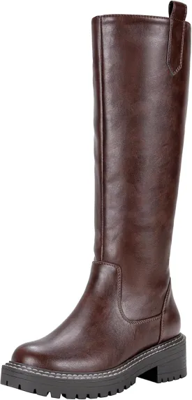 Vepose Womens 9658 Knee High Boots Low Heel, Platform Tall Boots with Side Zipper for Ladies