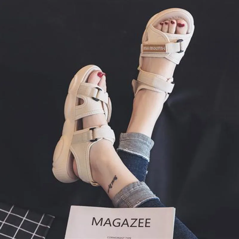White Outdoor Flat Sandals Female Summer Platform Sports Sandals | Brodtica.com