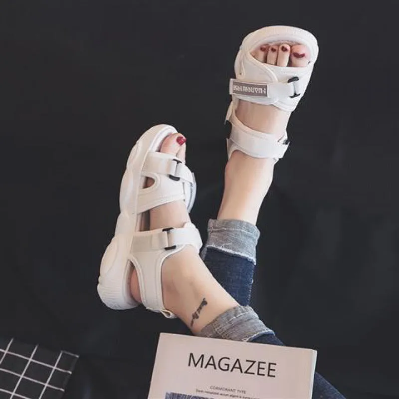 White Outdoor Flat Sandals Female Summer Platform Sports Sandals | Brodtica.com