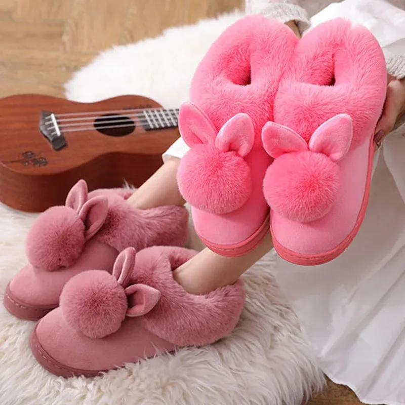 Women's Indoor Winter Fur Boots – Cozy Fluffy Ankle Boots with Rabbit Ears