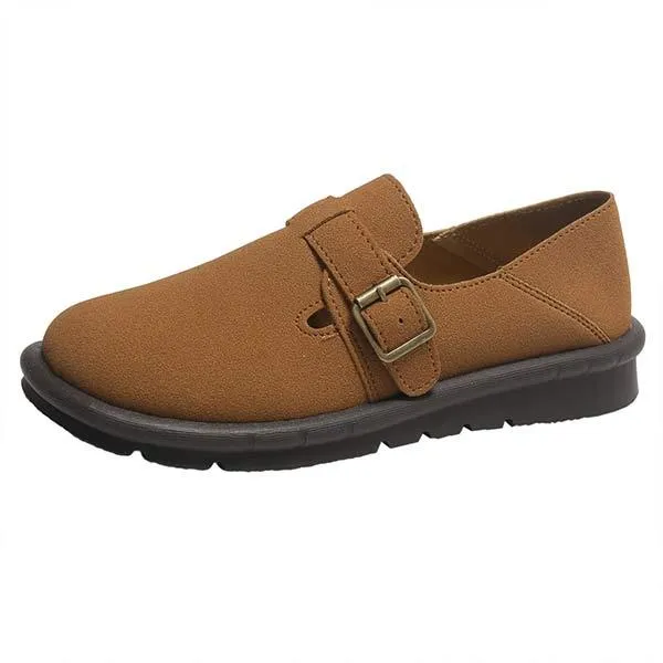 Women's Vintage Slip-on Soft Sole Two-Way Buckle Loafers 70250210C