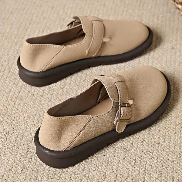 Women's Vintage Slip-on Soft Sole Two-Way Buckle Loafers 70250210C